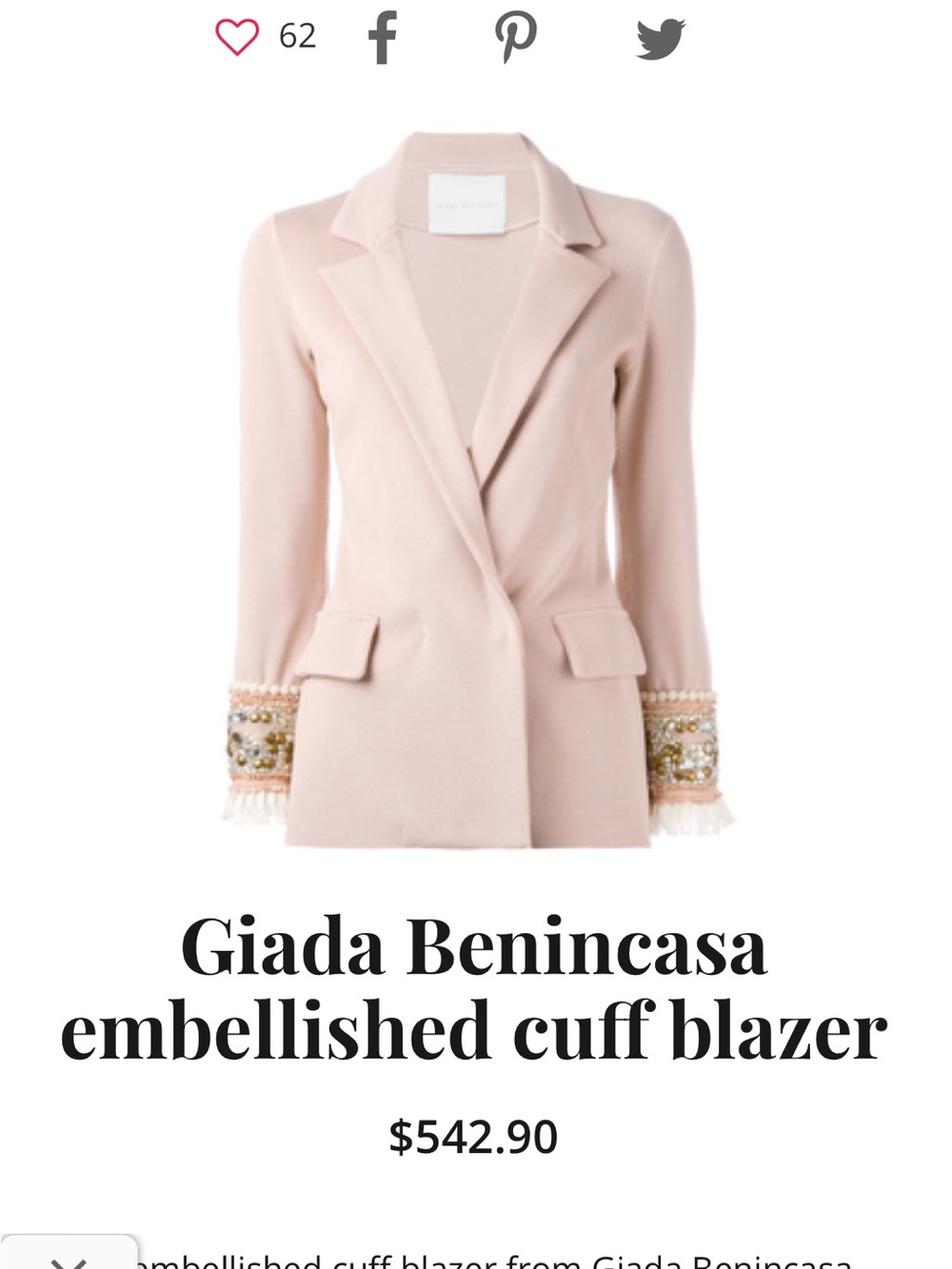 Blush Embellished Cuff Blazer